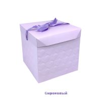 Коробка складная с крышкой и лентой 30 х 30 х 30 см, Тиснение Сердечки, FA39-29 - вид 4 миниатюра