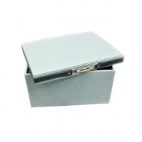 Коробка-органайзер с крышкой, 39 х 29,5 х 22,5 см, экокожа, серый, Z8-1 - вид 5 миниатюра