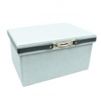 Коробка-органайзер с крышкой, 39 х 29,5 х 22,5 см, экокожа, серый, Z8-1 - вид 1 миниатюра