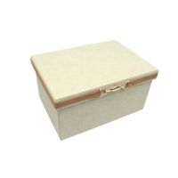 Коробка-органайзер с крышкой, 34 х 24 х 18 см, экокожа, бежевый, Z8-1 - вид 1 миниатюра