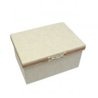 Коробка-органайзер с крышкой, 39 х 29,5 х 22,5 см, экокожа, бежевый, Z8-1 - вид 3 миниатюра