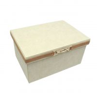 Коробка-органайзер с крышкой, 39 х 29,5 х 22,5 см, экокожа, бежевый, Z8-1 - вид 1 миниатюра