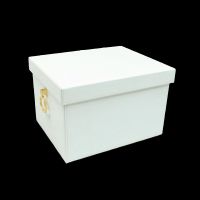 Коробка-органайзер с крышкой, 35 х 28 х 23 см, экокожа, молочный, Z8-3 - вид 1 миниатюра