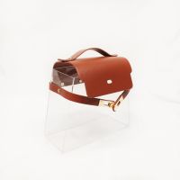 Коробка акриловая Дамская сумочка 21 х 9 х h18 см, ПРЕМИУМ, прозрачный/светло-коричневый, Z56-21 - вид 3 миниатюра