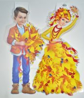 Плакат осенний Девочка и мальчик, 309 х 567 мм, 2 элемента - вид 1 миниатюра