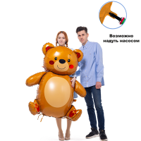 Шар фольгированный ФИГУРА Мишка улыбчивый 58" - вид 2 миниатюра