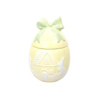 Банка с крышкой Пасхальное яйцо h12(21) х d11 см, керамика, желтый пастель, FA60-1