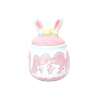 Банка с крышкой Пасхальный кекс h12(20) х d12 см, керамика, розовый/белый, FA60-2