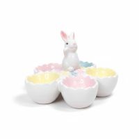 Подставка для яиц Пасхальный кролик h4(10) х d13 см, керамика, белый, FA60-3