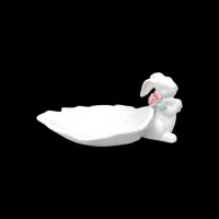 Фигурка Кролик с листиком h3(8) х 20 х 13 см, керамика, белый, FA60-6