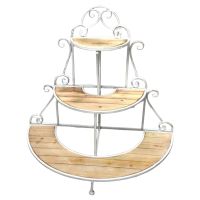 Подставка для цветов Полукруглая на 3 полки h95 х 93 х 52 см, металл/дерево, белый, FA42-42 - вид 1 миниатюра