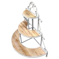 Подставка для цветов Полукруглая на 3 полки h95 х 93 х 52 см, металл/дерево, белый, FA42-42 - вид 1 миниатюра