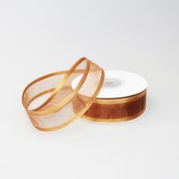 Лента органза с атласным кантом, 2.5 см х 25 ярдов, коричневый - вид 1 миниатюра