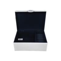 Шкатулка стеклянная для украшений ПРЕМИУМ h11 х 24.5 х 18 см, сливочный, FA62-16 - вид 1 миниатюра