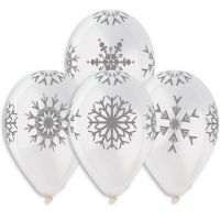 Надувные шары Снежинки большие 12", 25 шт - вид 1 миниатюра