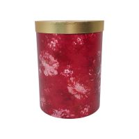 Коробка цилиндр Акварель цветы h35 х d28 см, бордовый/золото, FA54-56
