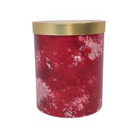 Коробка цилиндр Акварель цветы h32 х d26 см, бордовый/золото, FA54-56