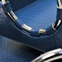 Поднос интерьерный с металлическими ручками, 40,5 х 30,5 х 7 см, экокожа, синий, Z8-16 - вид 1 миниатюра