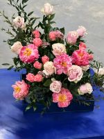 Поднос интерьерный с металлическими ручками, 40,5 х 30,5 х 7 см, экокожа, синий, Z8-16 - вид 4 миниатюра