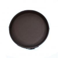 Поднос интерьерный с декоративными ручками, h6 х d40 см, экокожа, шоколад, Z8-18 - вид 1 миниатюра