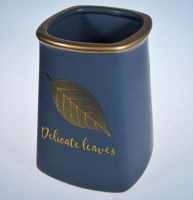 Ваза керамическая Delicate Leaves, 18 см, серый, W18-14 - вид 1 миниатюра