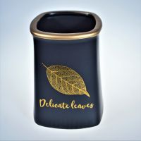 Ваза керамическая Delicate Leaves, 18 см, черный, W18-14 - вид 1 миниатюра