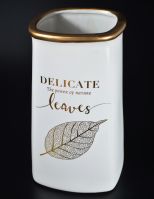 Ваза керамическая Delicate Leaves, 25 см, белый, W18-15 - вид 1 миниатюра