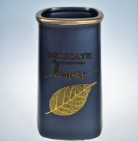 Ваза керамическая Delicate Leaves, 25 см, черный, W18-15 - вид 1 миниатюра