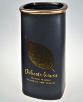 Ваза керамическая Delicate Leaves, 28 см, черный, W18-16 - вид 1 миниатюра
