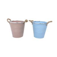 Кашпо металлическое с ручками Ведерко, h15 х d16(10) см, FA57-18В