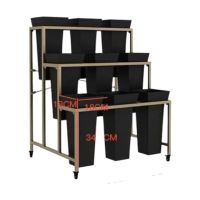 Стойка металлическая на калесах на 9 квадратных ваз, h90 х 60 х 75 см, черный, T1-2