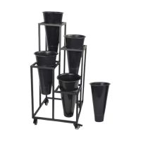 Стойка металлическая на колесах на 4 круглых вазы, h85 х 40 х 40 см, черный, T1-3