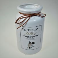Ваза керамическая Yesterday Today Tomorrow, 18 х 9 см, белый, М96-6 - вид 1 миниатюра