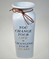 Ваза керамическая You change your Life, 30 х 10 см, белый, М96-8 - вид 1 миниатюра