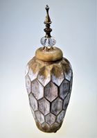 Ваза с крышкой керамическая интерьерная 3D, 34 см, М95-9 - вид 1 миниатюра