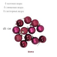 Елочный шар d5 см, 12 шт, пластик, FA24-3 - вид 6 миниатюра