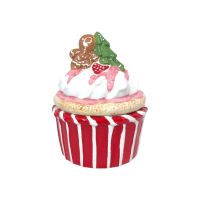 Кашпо керамическое с крышкой Новогодний Десерт, h22 х d15 см, FA46-11