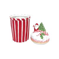 Кашпо керамическое с крышкой Новогодний Десерт, h30 х d11 см, FA46-12 - вид 1 миниатюра