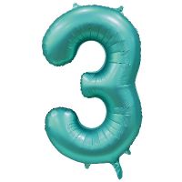 Шар фольгированный цифра 3, сатин тиффани, 102 см - вид 1 миниатюра