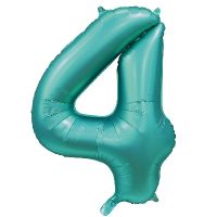 Шар фольгированный цифра 4, сатин тиффани, 102 см - вид 1 миниатюра