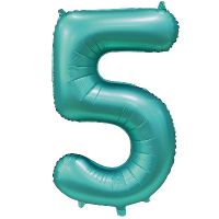 Шар фольгированный цифра 5, сатин тиффани, 102 см - вид 1 миниатюра