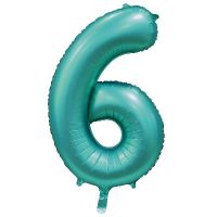 Шар фольгированный цифра 6, сатин тиффани, 102 см - вид 1 миниатюра