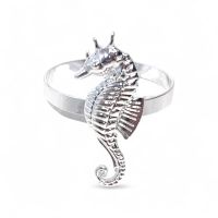 Кольцо для салфеток Морской конек d4 см, 6 шт, металл, серебро, FA61-7 - вид 3 миниатюра