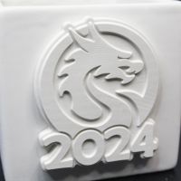 Кашпо квадратное Символ года 2024 h10 х 10 х 10 см, гипс, белый - вид 2 миниатюра