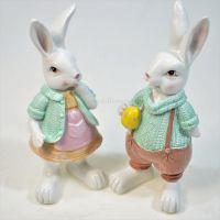 Фигурка Зайцы пара, полистоун, М15-9/10 - вид 1 миниатюра