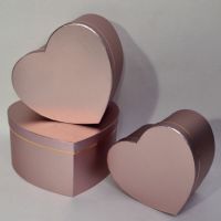 Коробка сердце Металлик, набор из 3 шт, розовое золото, W100-16 - вид 1 миниатюра
