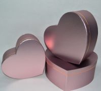 Коробка сердце Металлик, набор из 3 шт, розовое золото, W100-17 - вид 1 миниатюра