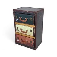 Комод Ретро 3 ящика, h63 х 41 х 29.5 см, дерево/экокожа, коричневый, FA63-25 - вид 1 миниатюра