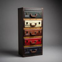 Комод Ретро 5 ящиков, h63 х 41 х 29.5 см, дерево/экокожа, коричневый, FA63-26