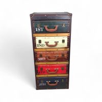 Комод Ретро 5 ящиков, h63 х 41 х 29.5 см, дерево/экокожа, коричневый, FA63-26 - вид 1 миниатюра